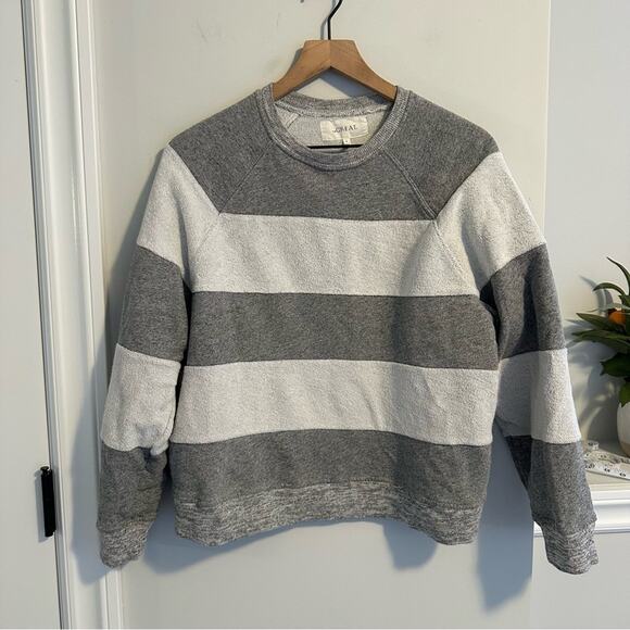 THE GREAT. Textured Striped Crewneck Cotton Sweatshirt Small - Picture 10 of 11